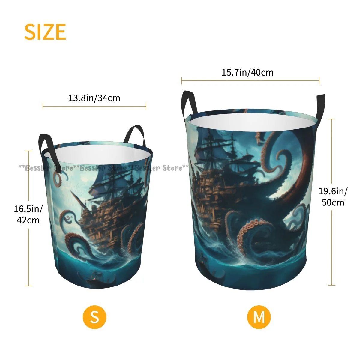 Pirate Ship And Octopus Laundry Basket Folding Dirty Clothes Toys Storage Bucket Household