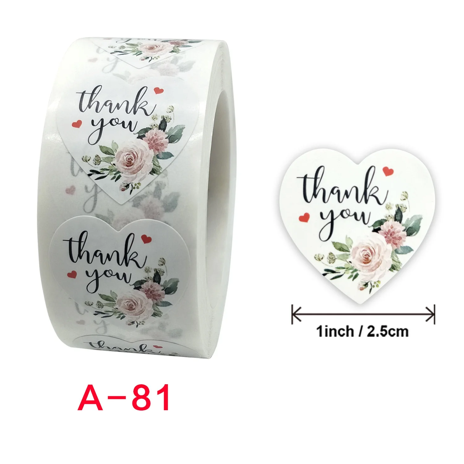 500pcs 2.5cm/1inch Love Red Heart Valentine's Day Thank You Children Sticker DIY Gift Sealing Label Decoration Supply Wedding