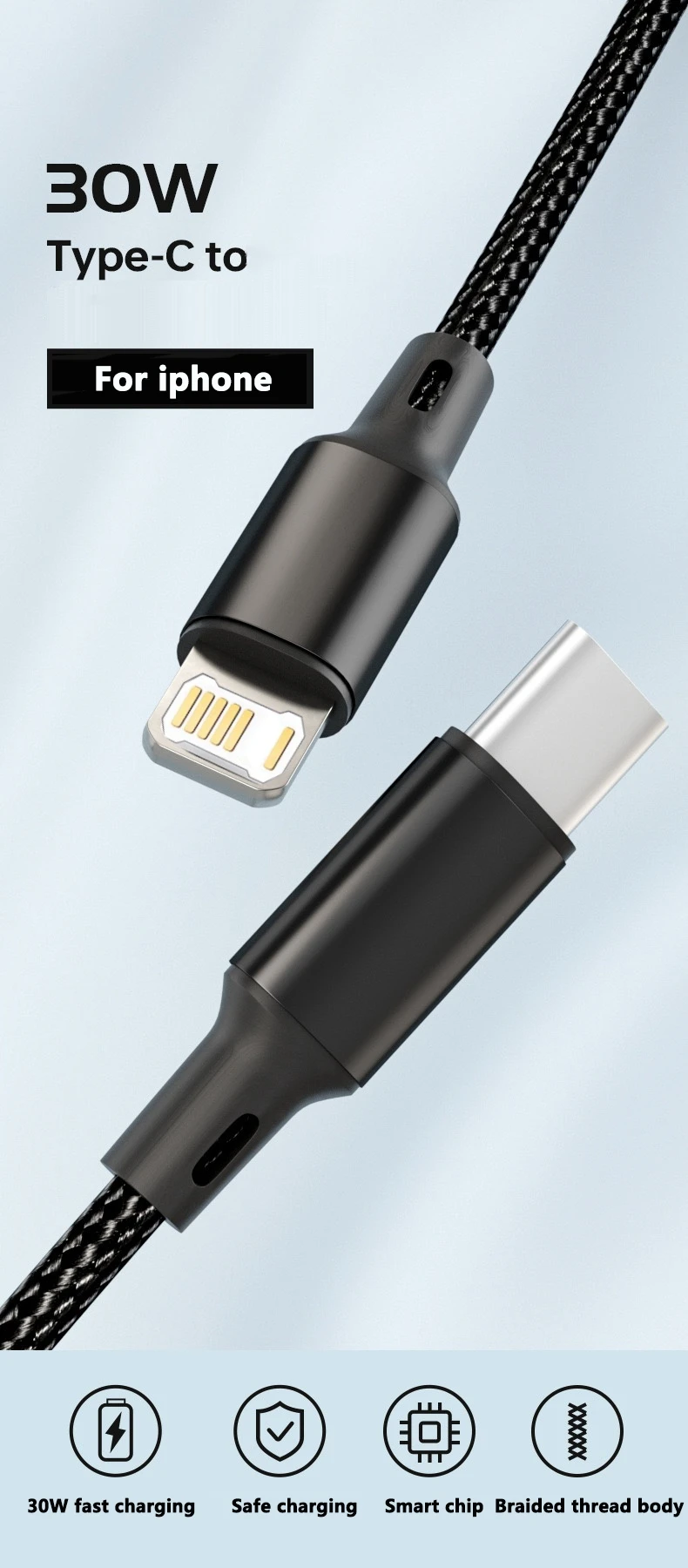 USB-C to Lightning Fast Charging Cable for iPhone thumbnail 2