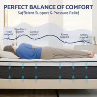 Queen Size Mattress, 14 Inch Hybrid Pillow Top Mattresses in a Box, Medium Firm Mattress for Back Pain, Fiberglass Free 2