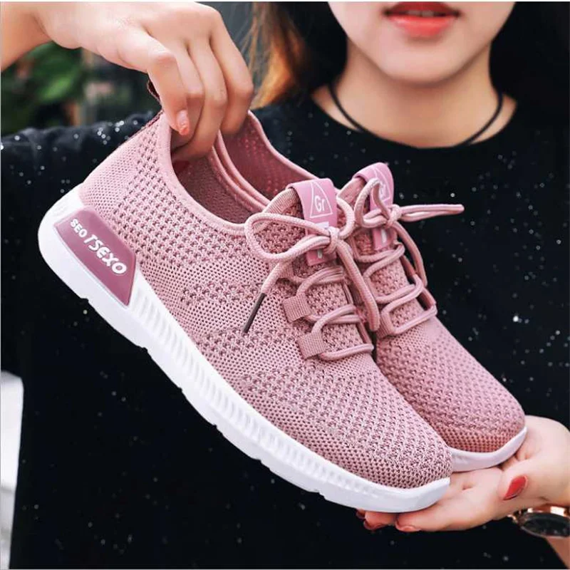 

Women Sneakers Flats Ladies Casual Vulcanized Shoes Walking Spring Summer Mesh Breathable Air Slip On Female Fashion 2022