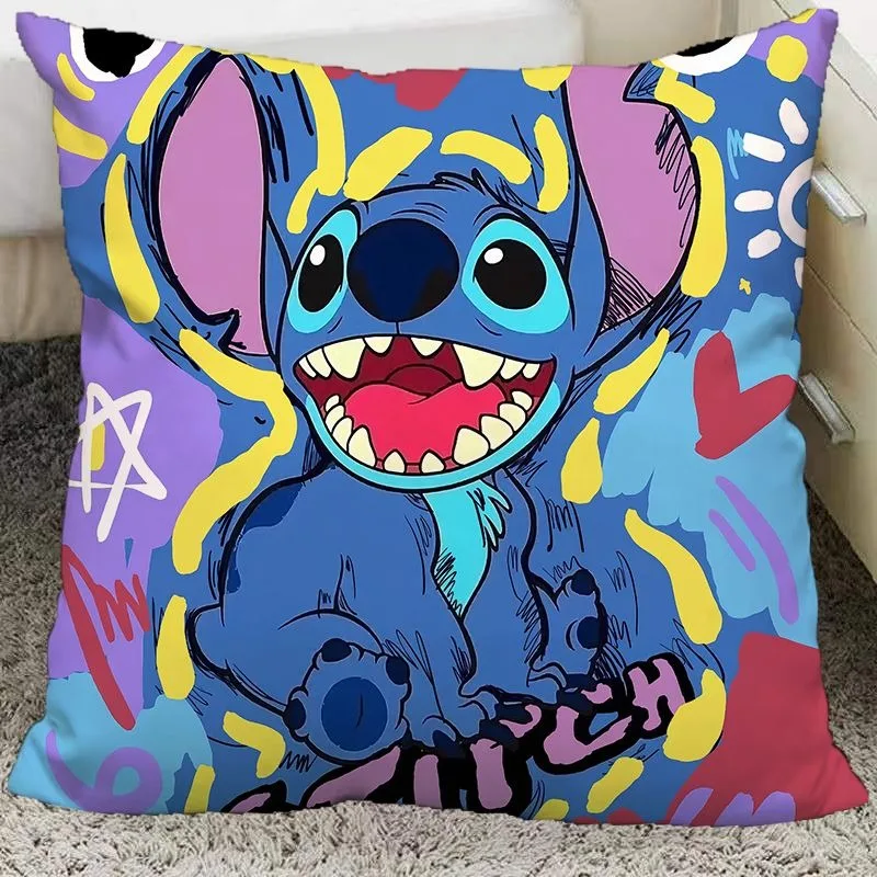 Cute interstellar baby Stitch pillow cover polyester material living room sofa cushion cover bedroom room home decoration 2
