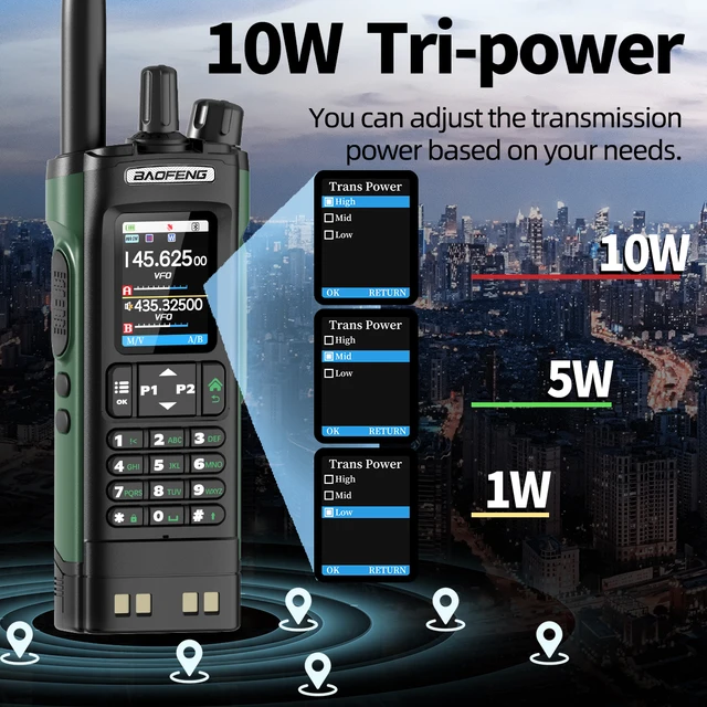 BAOFENG UV-32 GPS Walkie Talkie 10W Multi Band Bluetooth Programming Wireless Copy Frequency NOAA Long Range Ham Two Way Radio 5