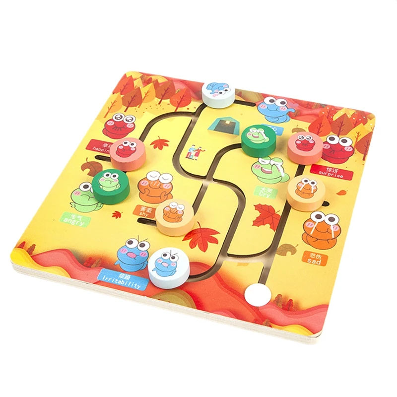 2023 Hot-Wooden Educational Toys Maze Tble Cute Insect Expression Toddler Color Emotion Cognition Early Education A