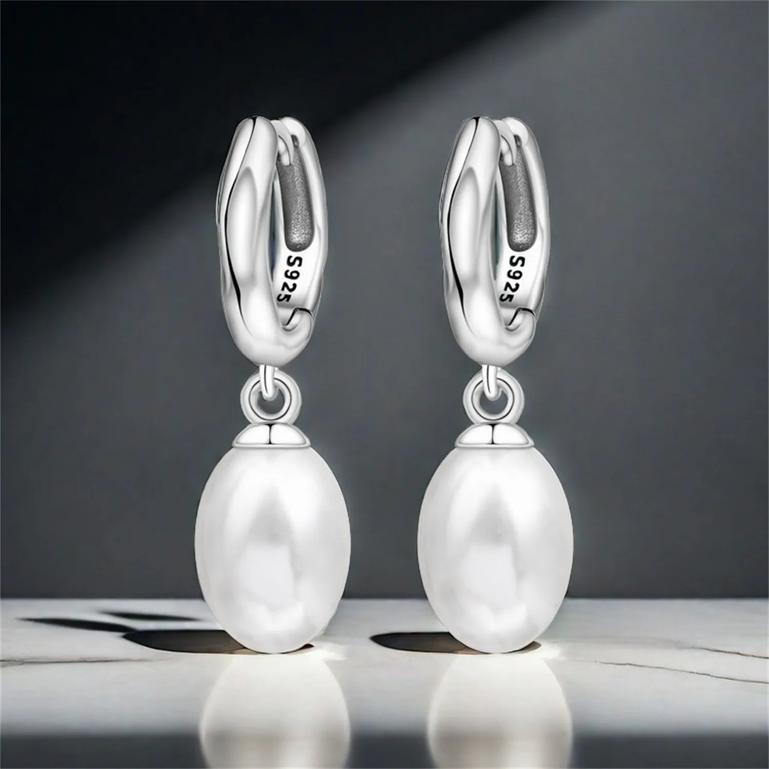 925 Sterling Silver Simple Pearl Earrings Jewelry Hoop Earrings Zircon Stud Earrings For Women Jewelry Fine Birthday Party Gifts