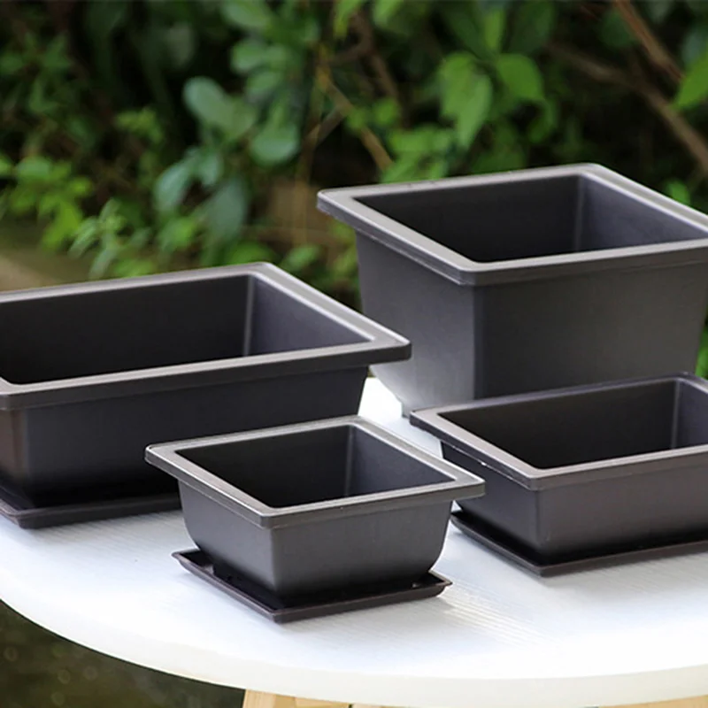 1PC Plastic Flower Pot Balcony Square Flower Pot Bonsai Bowl Nursery Imitation Rectangle Nursery Basin flower pot plant pot