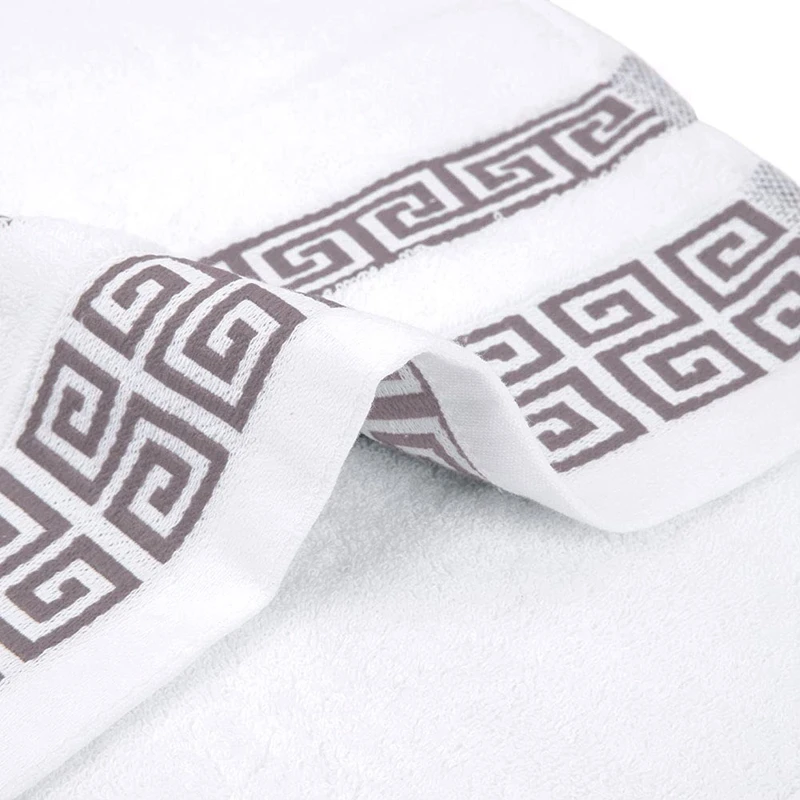 Description Picture 2 of item2PCS Towel Set Geometric Jacquard Pattern Household Cotton Towel Soft Hand Towel Bath Towel Absorbent Towels For Bathroom 수건 세트