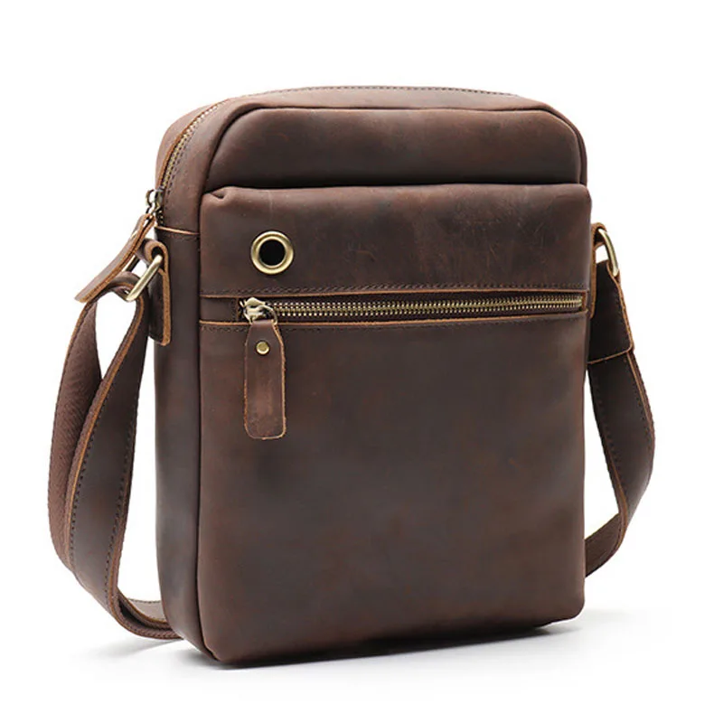 

AETOO New retro cowhide leather men's bag crazy horse leather men's vertical casual shoulder bag Europe and the United States f