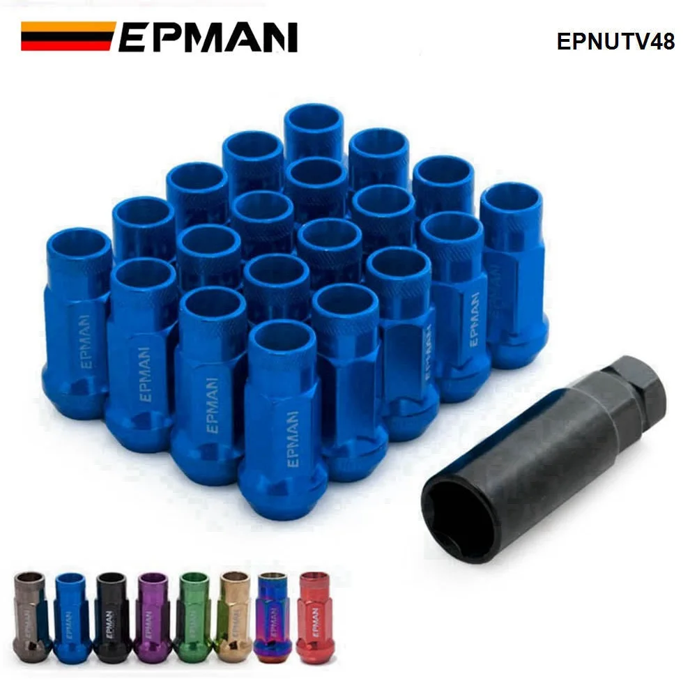EPMAN Racing V48 Dadi Ruota Aperti 20pz M12x1.25: Per Nissan Subaru, Colore Titanio, Chiave Inclusa