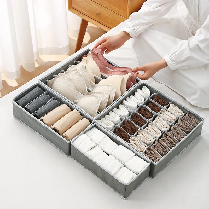 

4PCS/Set Socks Organizer Underwear Bra Storage Box Cabinet Drawer Organizer For Clothes Ties Wardrobe Clothes Organizer