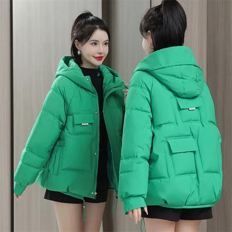 

2023 New Winter Parkas Women Jacket Hooded Basic Coat Thicken Female Jacket Warm Cotton Padded Parka Fahion Loose Outerwear
