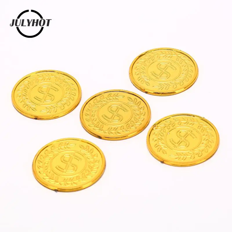 100pcspackBitcoinGoldPlatingPlasticGoldCoinsPirateTreasure