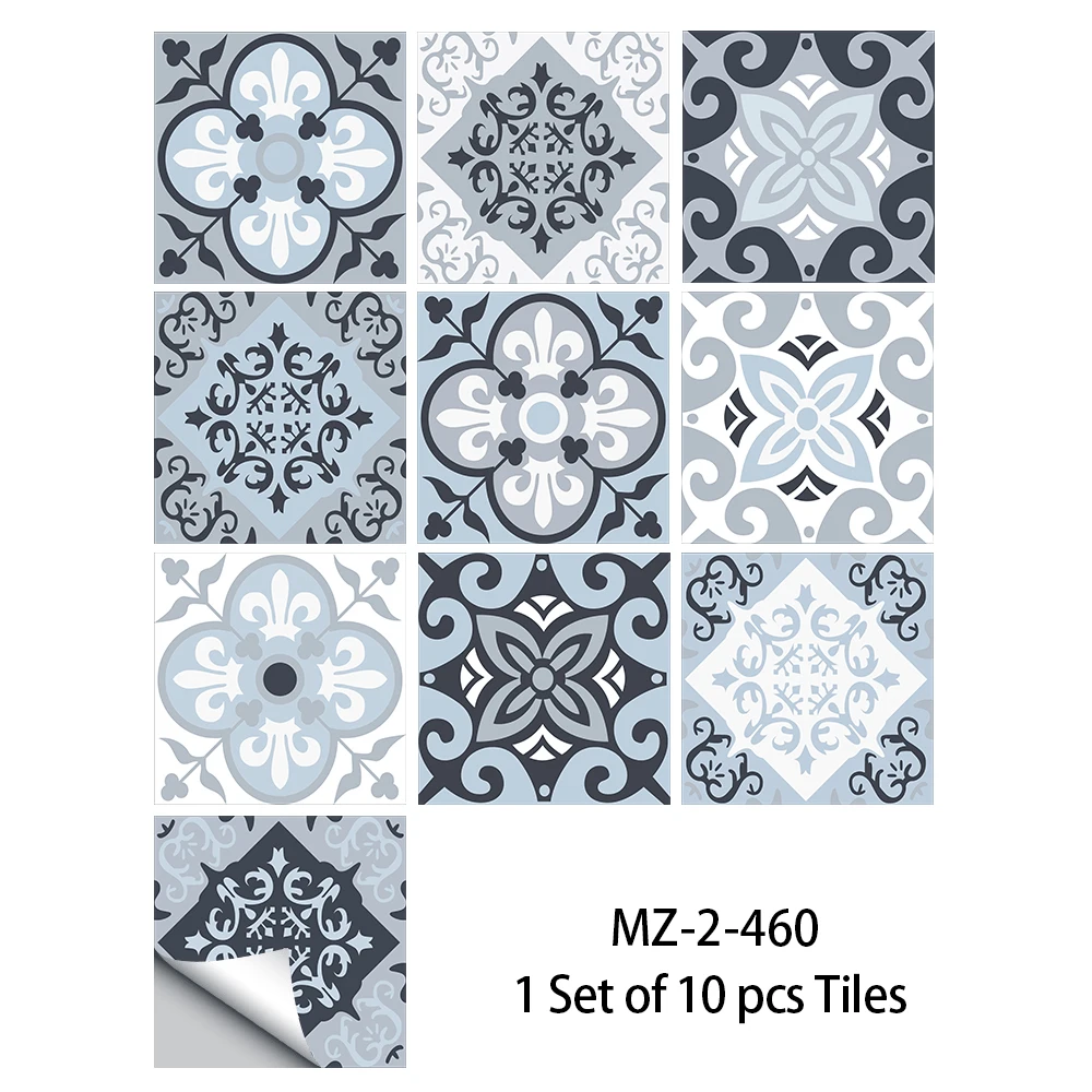 10pcs American Style Golden Marble Pattern Tiles Sticker Kitchen Backsplash Oil-proof Cupboard Waterproof Art Wall Decals