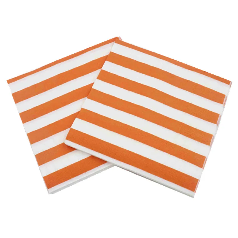 Disposable Tableware Paper Napkins 20Pcs/Pack 33x33cm Disposable Striped Color Printed Table Dinner Tissue Napkins Paper Home Party Decor