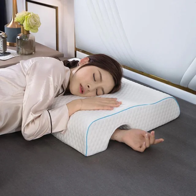 Arched Cuddle Couples Pillow with Slow Rebound and Breathable Memory Foam