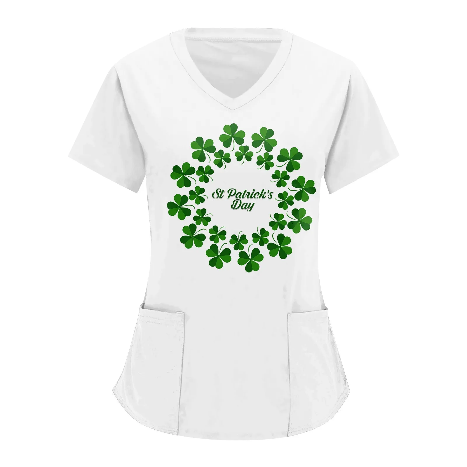Zielone Bluzki Z Nadrukiem Koniczyny St. Opiekunowie Kliniki Strój Pielęgniarki Personel Kliniki Bluzka Uniforme De Enfermera Para Mujer