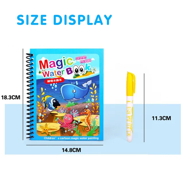 Children Magic Water Drawing Book Reusable Coloring Book Kids Magic Graffiti Painting Board Baby Montessori Early Education Toys 6