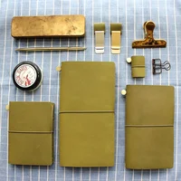 Fromthenon Vintage Pen Holder Clip For Travelers Notebook Mini Retro Notebook Diary Olive Green Leather Planner 2