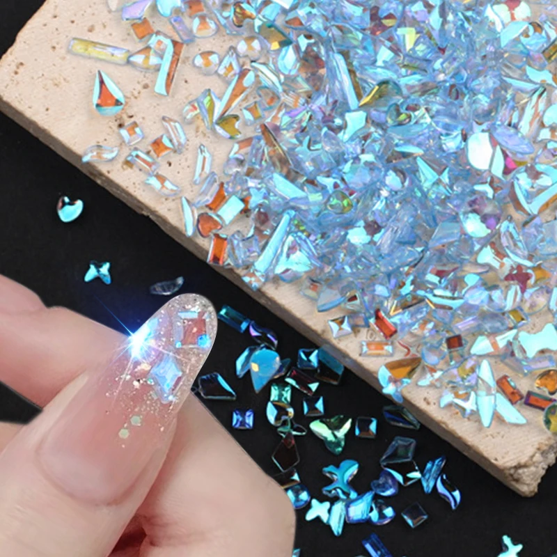 Aurora-Strass en cristal irréguliers pour ongles, breloque en résine de taille mixte, bijoux à dos plat, pièces en pierre gemme, manucure, décorations d'art