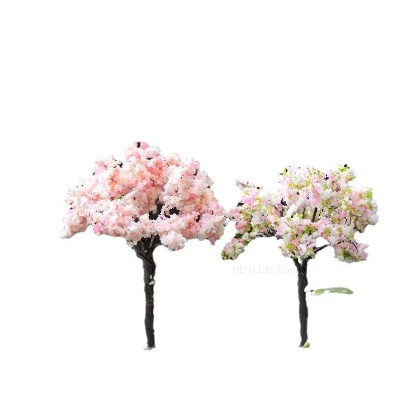 Kawaii Micro Figurines for Home Decoration, Sakura Miniatures, Mini Simulation Trees, Landscape for Garden, Kawaii Cherry Desk