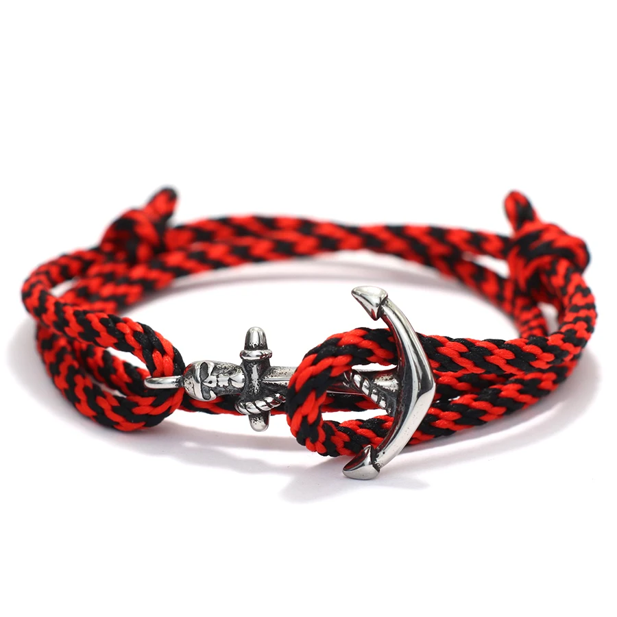 Stainless Steel Viking Skull Rope Bracelet for Men