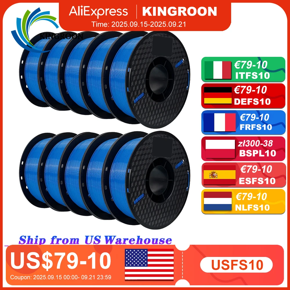 3D Printer Filaments 10KG PLA Filament PETG 1.75mm 10rolls/set Mixed colors and materials For 3D Printer FDM Printing