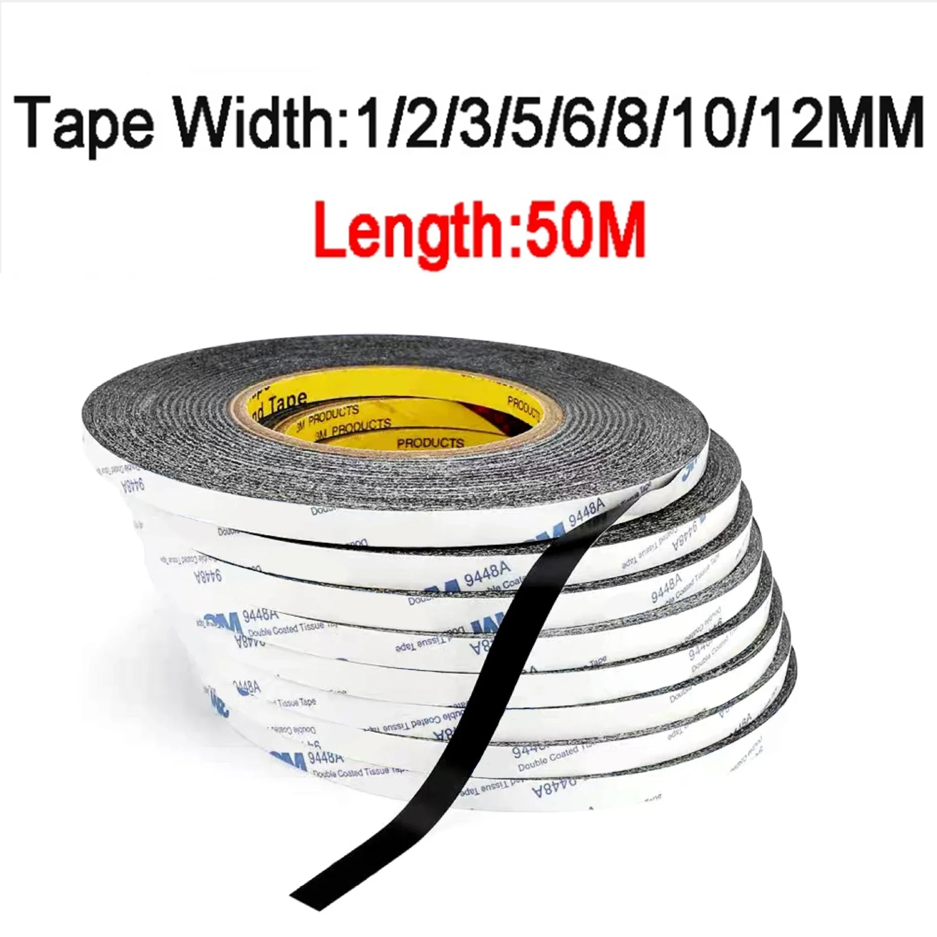 

1MM 50meters Black Brand New Double-sided tape phone tape Sticker Double Side Adhesive Tape Fix For Cellphone Touch Screen LCD