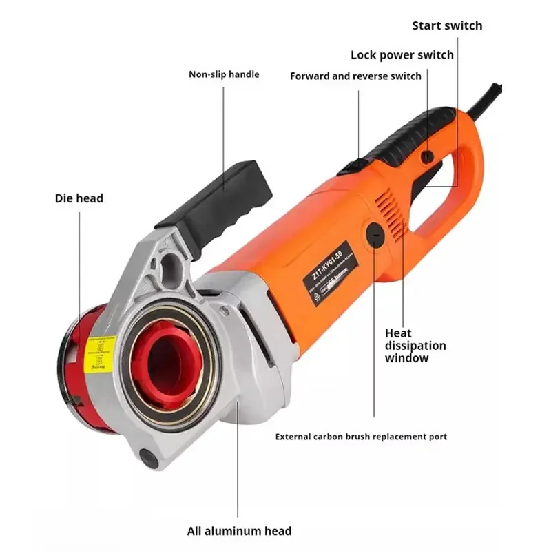 Electric Pipe Threading Machine 220V Portable Hand-Held Steel Pipe Plastic Hinge Thread Galvanized ThreadingIronMachinerie