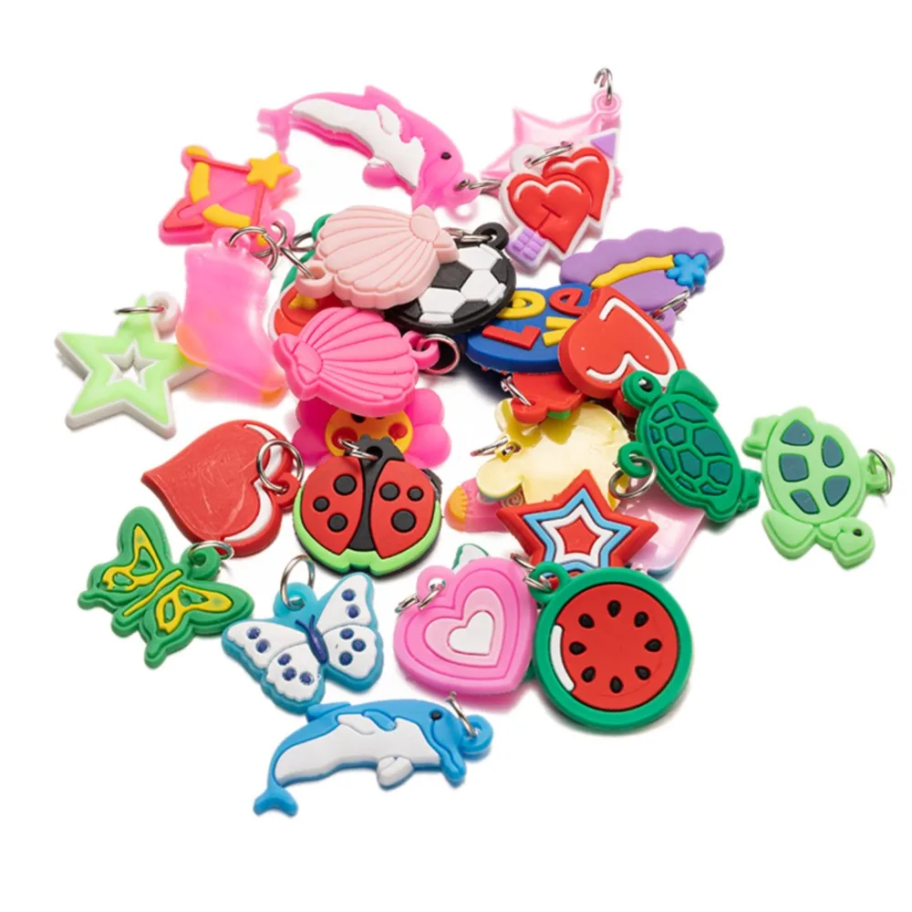 10/30/50Pc Bunte Kind Armband Weben Tier Blume Webstuhl Gummiband Armband Anhänger DIY Handgemachten Schmuck Machen liefert