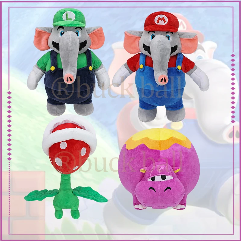 

New Super Mario Bros Anime Elephant Mario Luigi Plush Toys Kawaii Piranha Plant Hippo Soft Plush Action Figure Christmas Gifts