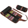 Hot 24/36/48/72 Holes Makeup Wrap Holder Roll Up Pen Bag Thick Canvas Pen Curtain Stationery Organizer School Office Supplies 1