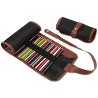 Hot 24/36/48/72 Holes Makeup Wrap Holder Roll Up Pen Bag Thick Canvas Pen Curtain Stationery Organizer School Office Supplies 1