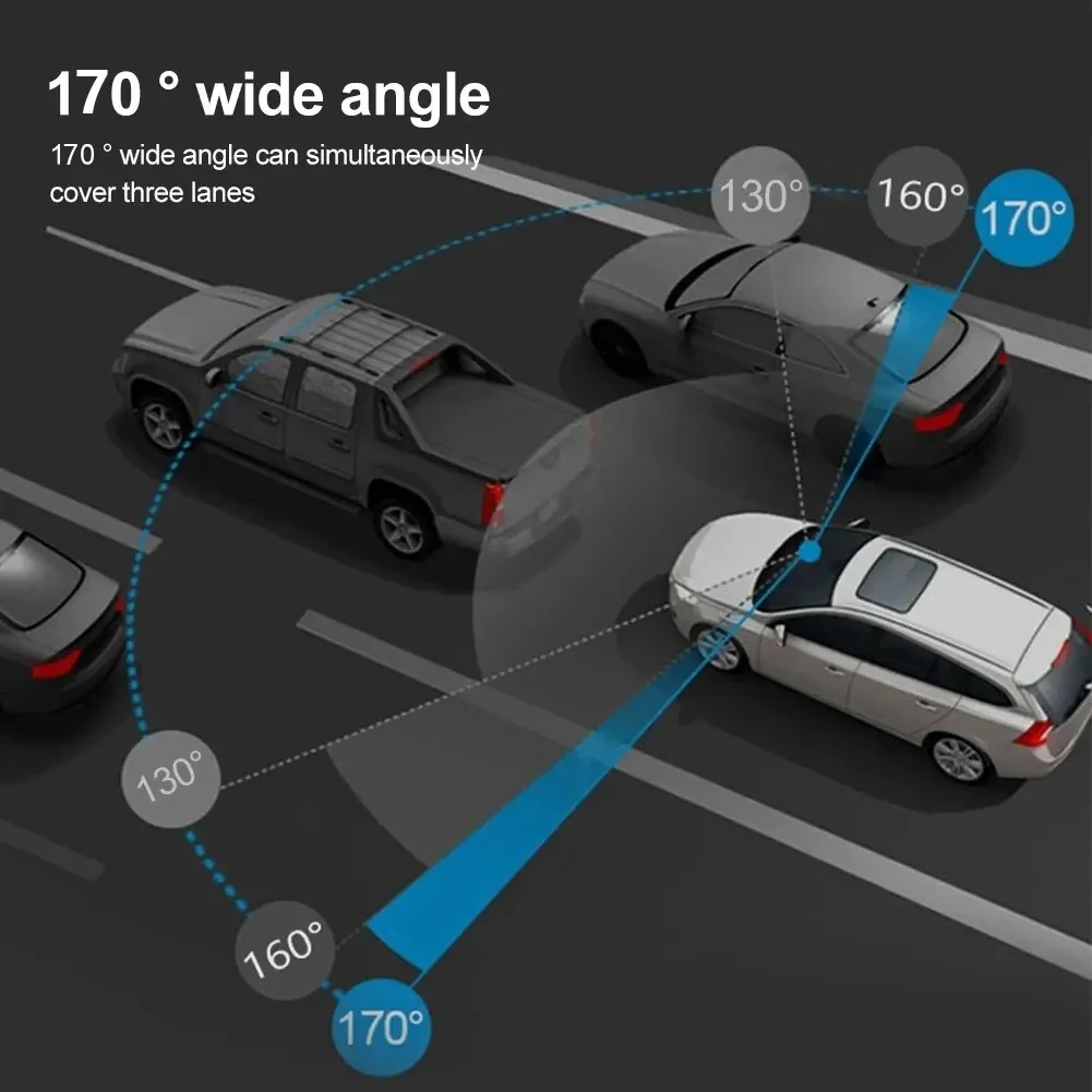 Black 1080P Car Dash Cam with Night Vision and Rear View Camera