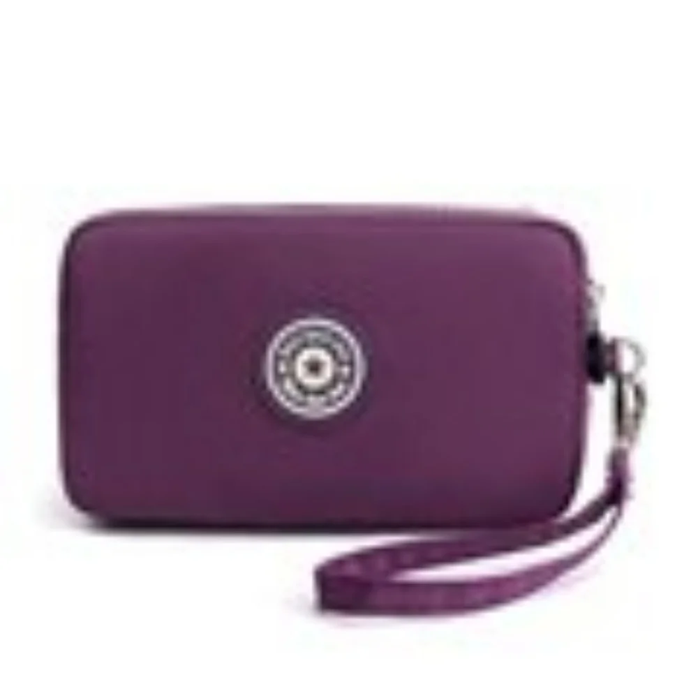 Solid Color Coin Purse Women Handbag Small Wallet Wrinkle Fabric Phone Purse Three Zippers Portable Make Up Bag coin purse