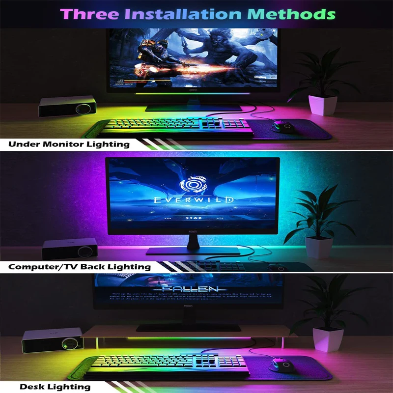 Willed Under Monitor Light Bar, RGBIC Dreamcolor Ambient Gaming Lights