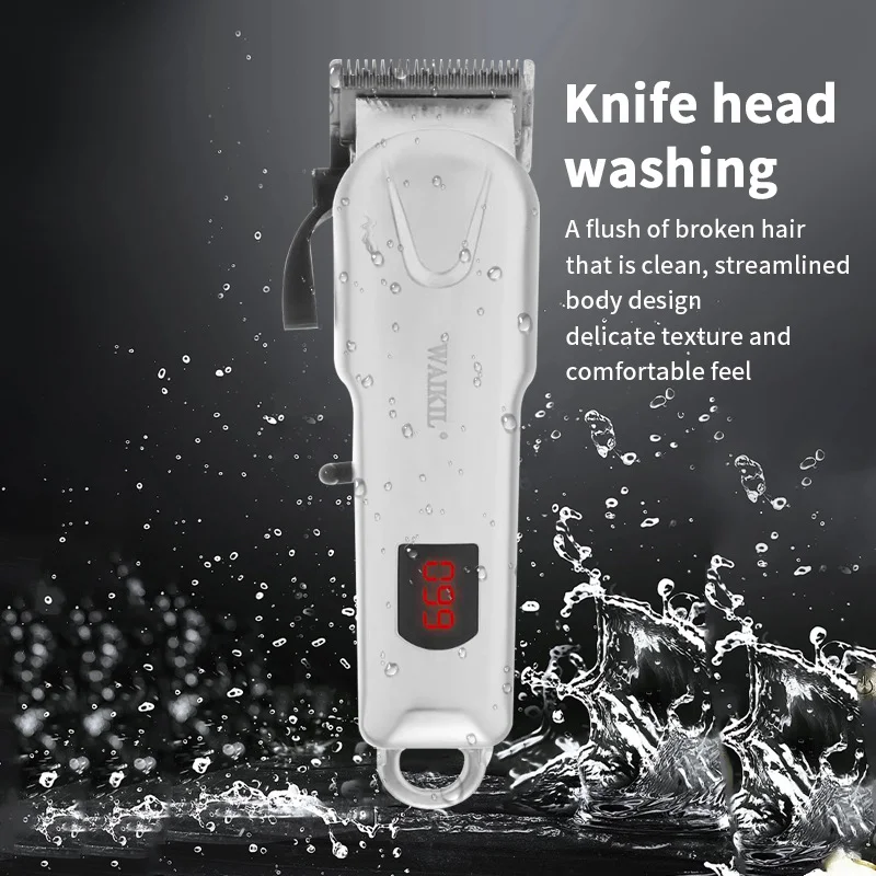 WAIKIL professional men's hair clipper hair salon specific styling tool charging cordless LCD digital display hair clipper 4