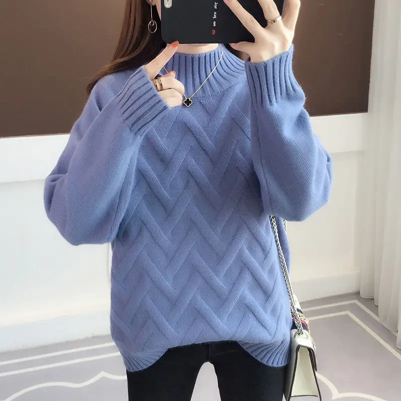 

New Winter Thick Big Velvet Sweaters For Women Casual Warm Knit Pullovers Korean Fleece Lined Knitwear Ribbed Bottomed Tops