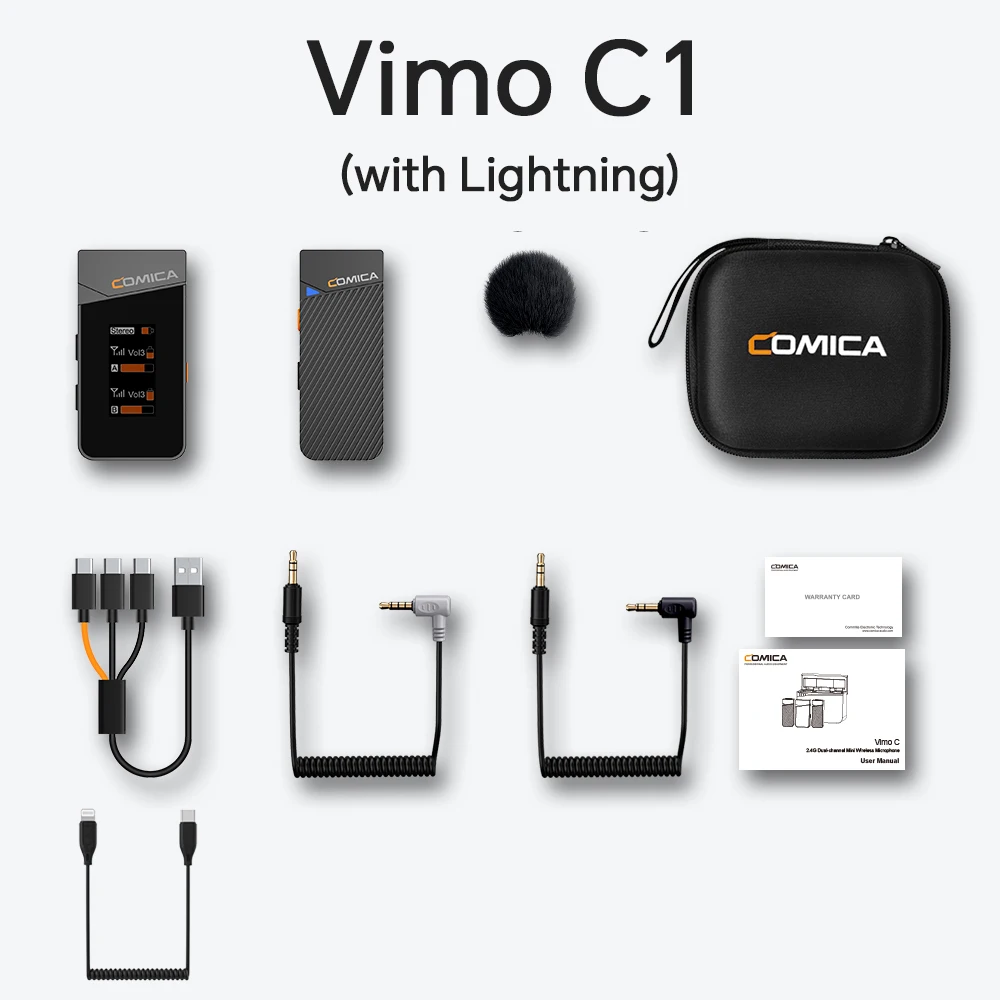 COMICA Vimo C 2.4G ミニワイヤレスラペルマイク 充電ケース付き