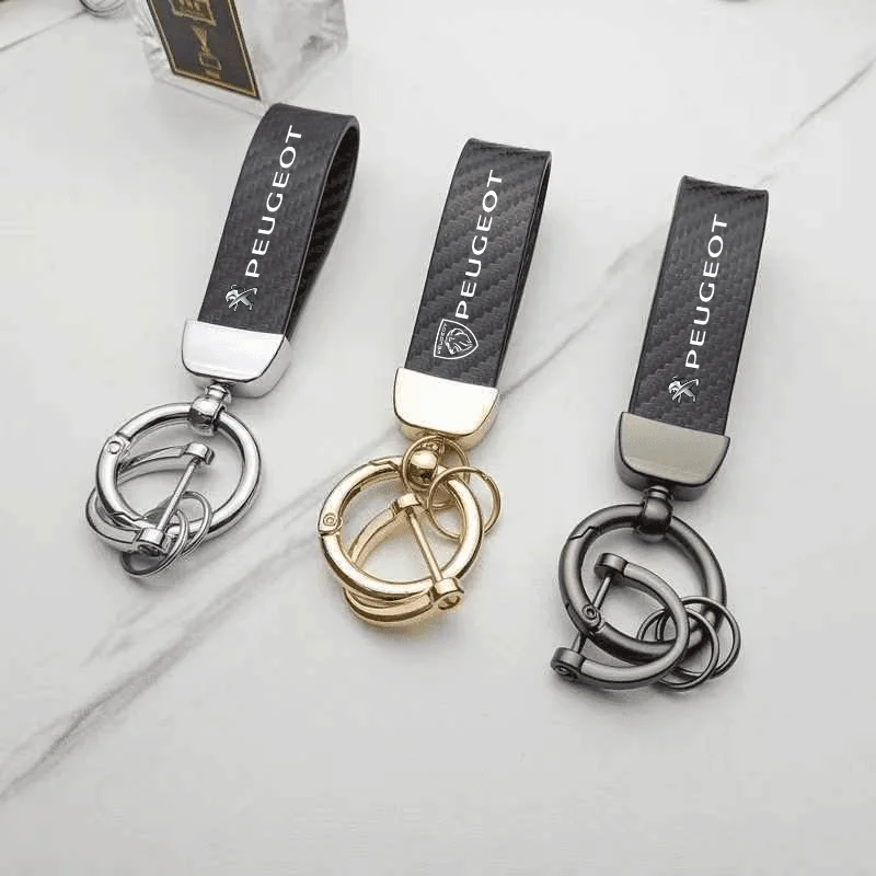Car Accessories Keychain Carbon Fibre Key Chain Decoration For Peugeot 408 4008 308 3008 Rifter 5008 508 2008 208 301 RCZ 407