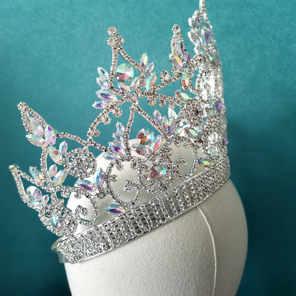 AB Color Crystal Queen Tiaras and Crowns Beauty Pageant Crown For Women  Hair Accessories - AliExpress, image size:1000x1000
