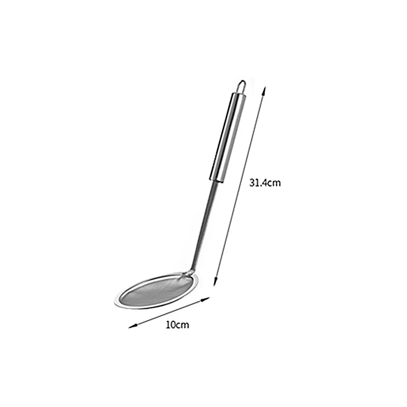 Stainless Steel Fine-Mesh Skimmer with Hanging Hole Extended Handle Multi-purpose Soup Oil Filter Kitchen Kitchen Novel Tools