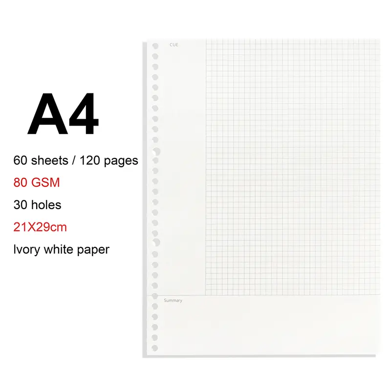 A4/B5/A5 Loose Leaf Refill Binder Notebook Blank/Line/Grid/Cornell Replacable Metal Ring Office&School Supplies Stationery - Image 21