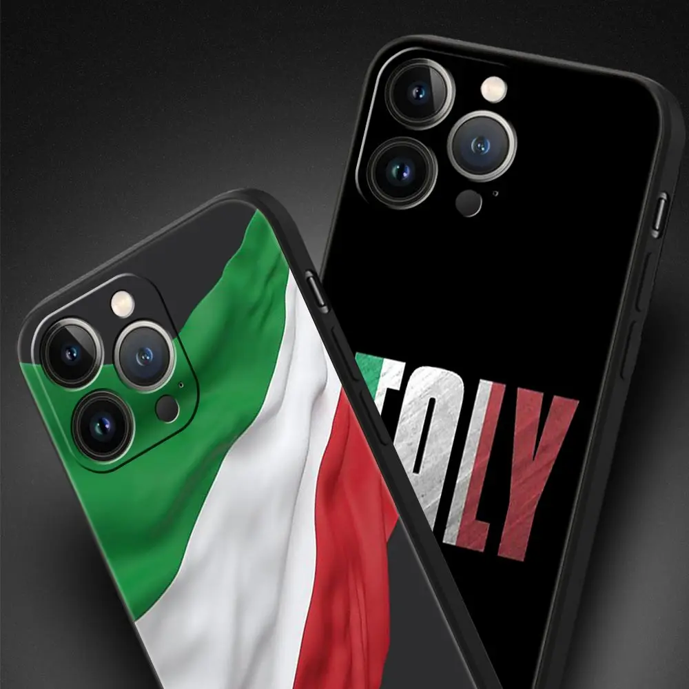 Italian Flag Luxury Silicone Phone Case - Black Protective Cover