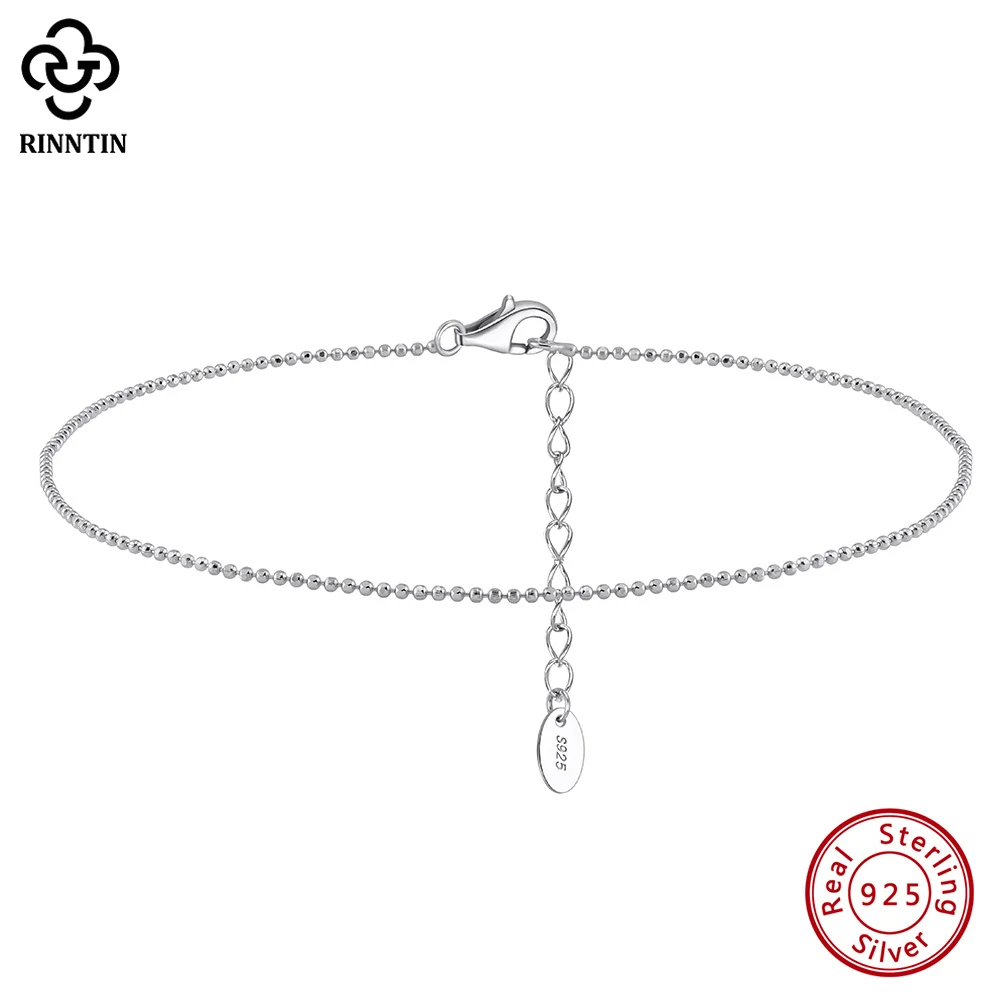 925 Sterling Silver Ball Faceted Bead Chain Anklets Fashion Women Summer Foot Bracelet Ankle Straps Jewelry SA80 anklet bracelets silver anklets ankle chain