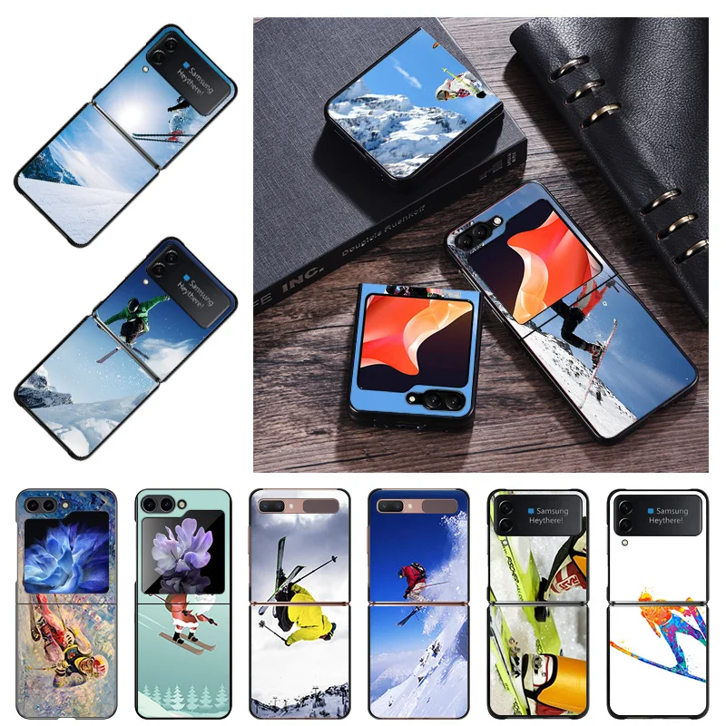 Custodie Rigide Opache Ice Ski Jump Cover Per Samsung Galaxy Z Flip4 Flip3 Flip5 5G Zflip Shell Case Fundas Coque Capa