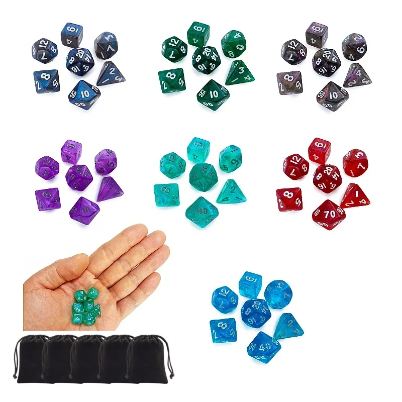 Dice Set Mini Dice D4 D6 D8 D10 D12 D20 DND TRPG Dungeon Dragon Figures Game