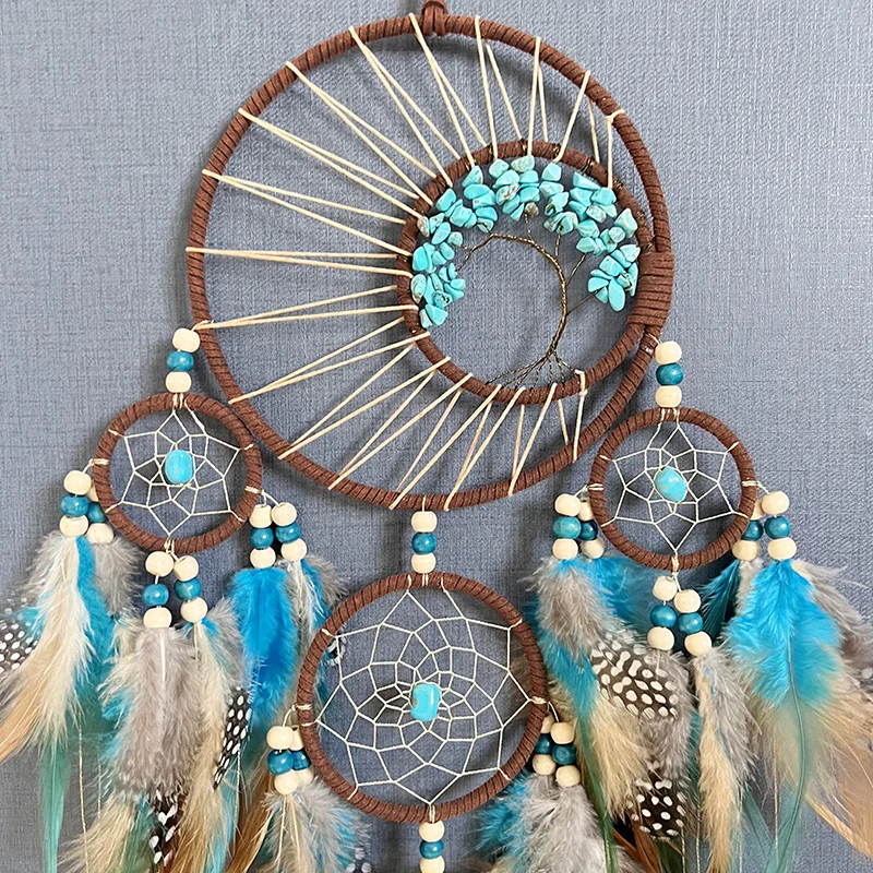 Dream catchers tree of life home decoration indians natural stone feathers manual wall ornaments
