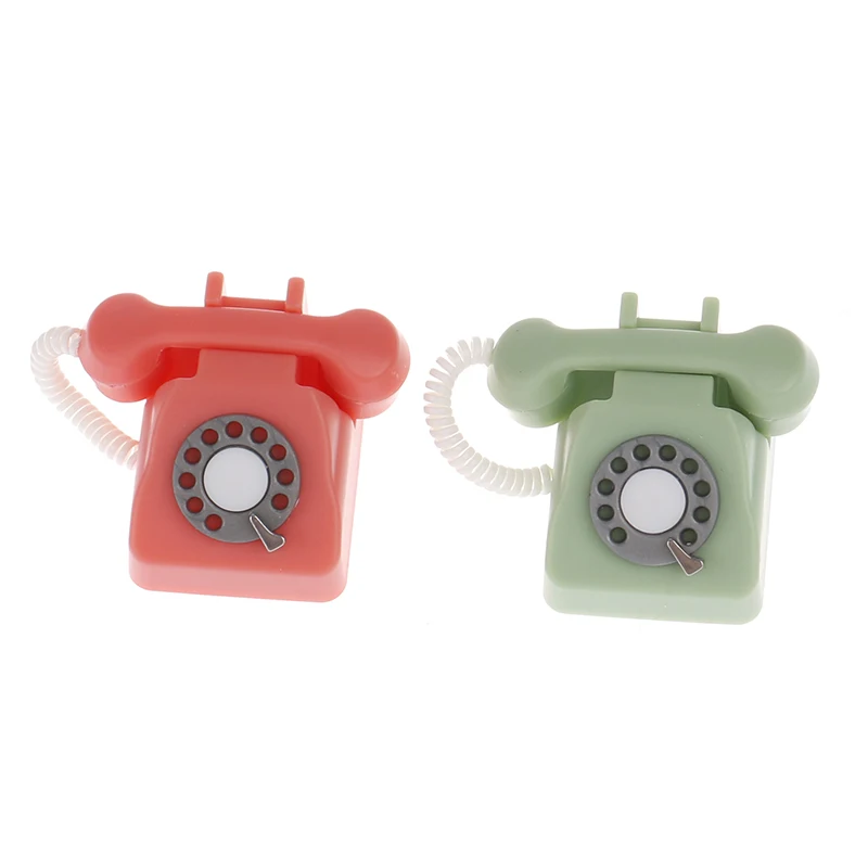 1pc Doll House Furniture Miniature Retro Phone Vintage Telephone Home Furniture Acc Decor Miniature Simulation Toy