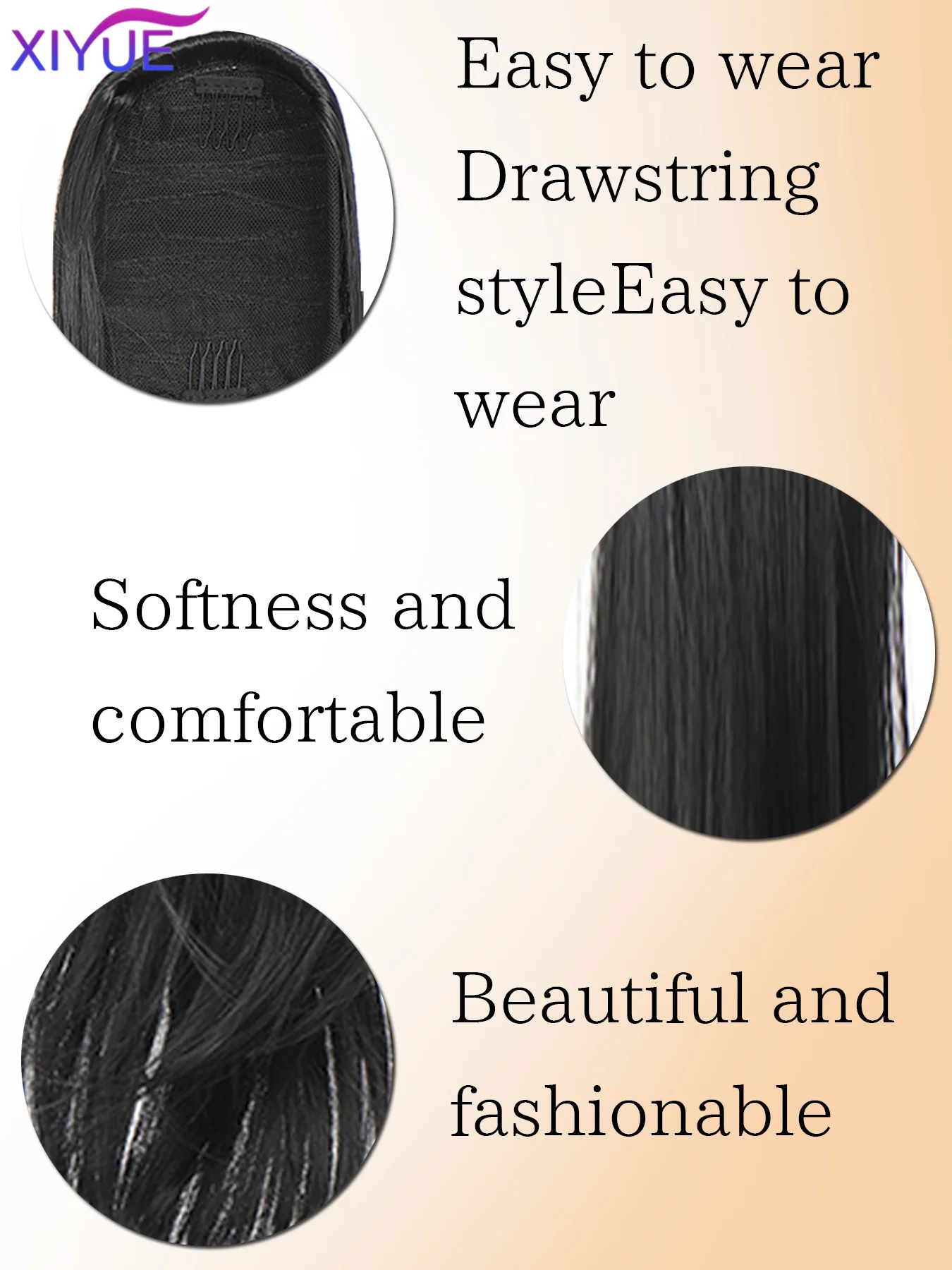 Long Curly Drawstring Ponytail Synthetic Ponytails for Women Black Blonde Red Ponytail Clip in Hair Extensions for Daily Cosplay