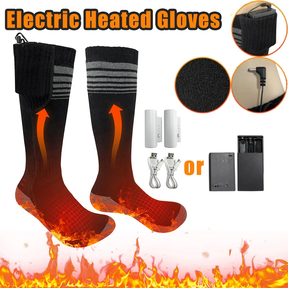 Unisex Heated Socks With USB Thermal Insulated Socks Winter Electric Heating Outdoor Spots Heated Boot Camping Skiing Sock